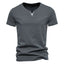 Gray Short Sleeve V Neck Henley T Shirts