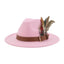 Pink Hats Men Felt Hat Feather Luxury Fashion