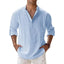 Sky Blue Cotton Linen Shirts Men Casual Shirts