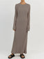 Solid Ribbed Knitted Maxi Dress