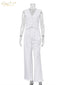 Clacive Summer White Linen Two Piece Set For Women