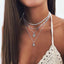 Sterling Silver Necklace, Multi-Layer Geometric Choker Shiny Exquisite Clavicle Chain for Women