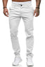 White men's casual solid color slim jeans