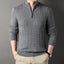 Gray Mock Neck Polo Sweater