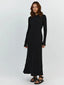 Black Solid Ribbed Knitted Maxi Dress