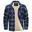 Navy Blue  Fleece Plaid Flannel Shirt Jacket