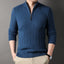 Navy Blue Mock Neck Polo Sweater