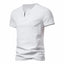 White Short Sleeve V Neck Henley T Shirts