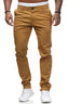 Khaki men's casual solid color slim jeans