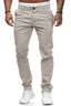 Cream men's casual solid color slim jeans