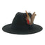Black Hats Men Felt Hat Feather Luxury Fashion