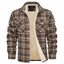 Brown  Fleece Plaid Flannel Shirt Jacket