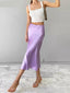 Elegant High-Waisted Satin Silk Midi Skirt