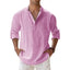 Pink Cotton Linen Shirts Men Casual Shirts