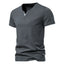 Dark Gray Short Sleeve V Neck Henley T Shirts