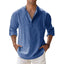 Blue Cotton Linen Shirts Men Casual Shirts