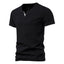 Black Short Sleeve V Neck Henley T Shirts