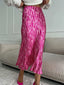 Elegant High-Waist Satin Midi Skirt